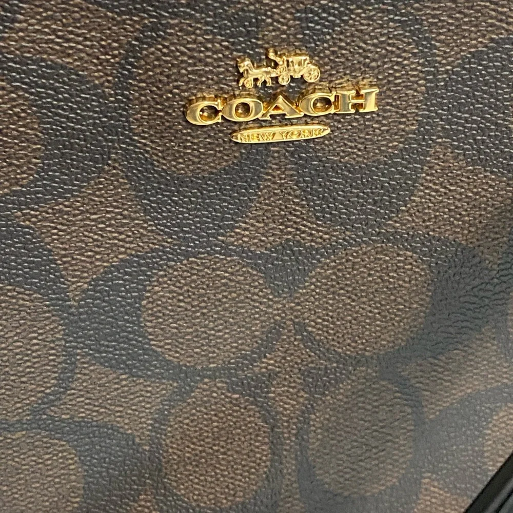 Coach Signature Canvas Mini Camera Bag for Women, Black/Brown